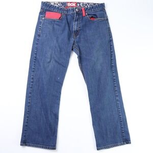 DGK Men's Straight Leg Skate Jeans Blue Medium Wash Red Accents 34x31